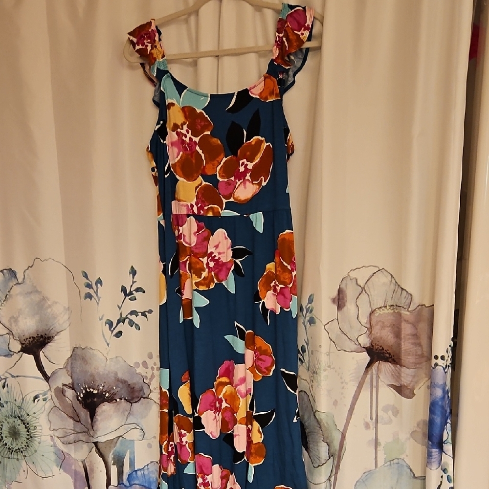 Maurices Orange and Red Midi Floral Dress